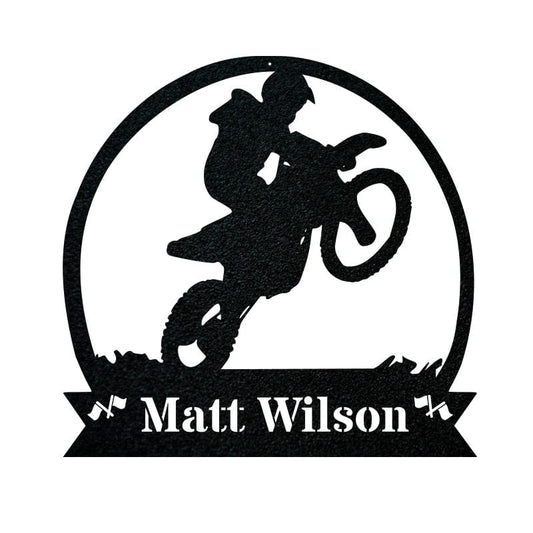 Dirt Bike Motorcycle Monogram Metal Sign