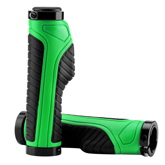 Bike Handle Grips with Double Lock-On Clamps – Aluminum Ends for MTB & BMX
