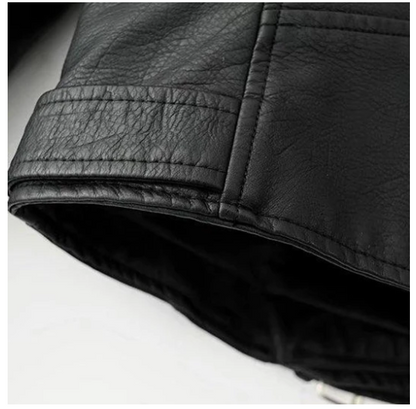 Chic Streetwear Motorcycle Jacket - Women's Slim Fit PU Leather Biker Jacket - Versatile Black & Yellow Hipster Coat