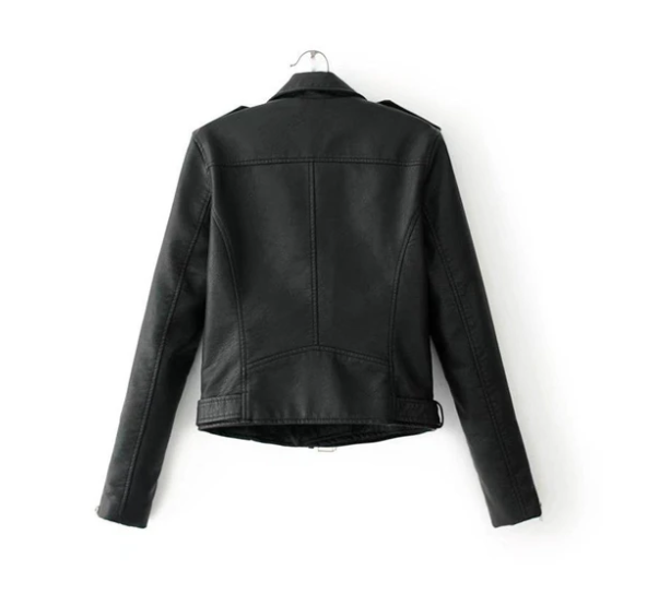 Chic Streetwear Motorcycle Jacket - Women's Slim Fit PU Leather Biker Jacket - Versatile Black & Yellow Hipster Coat