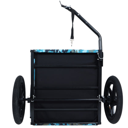 Outdoor Heavy Duty Collapsible Pet Bike Trailer with 16-Inch All-Terrain Wheels & Universal Hitch – Foldable Dog/Cargo Carrier Cart for Bicycles, blue+black