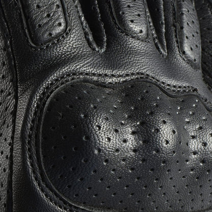 Olympus Knuckle-Protected Leather Motorcycle Gloves with Zipper Closure