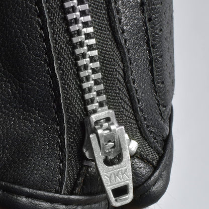 Olympus Knuckle-Protected Leather Motorcycle Gloves with Zipper Closure