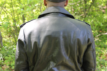 Otter and Fox Leather Biker Jackets in Classic Black