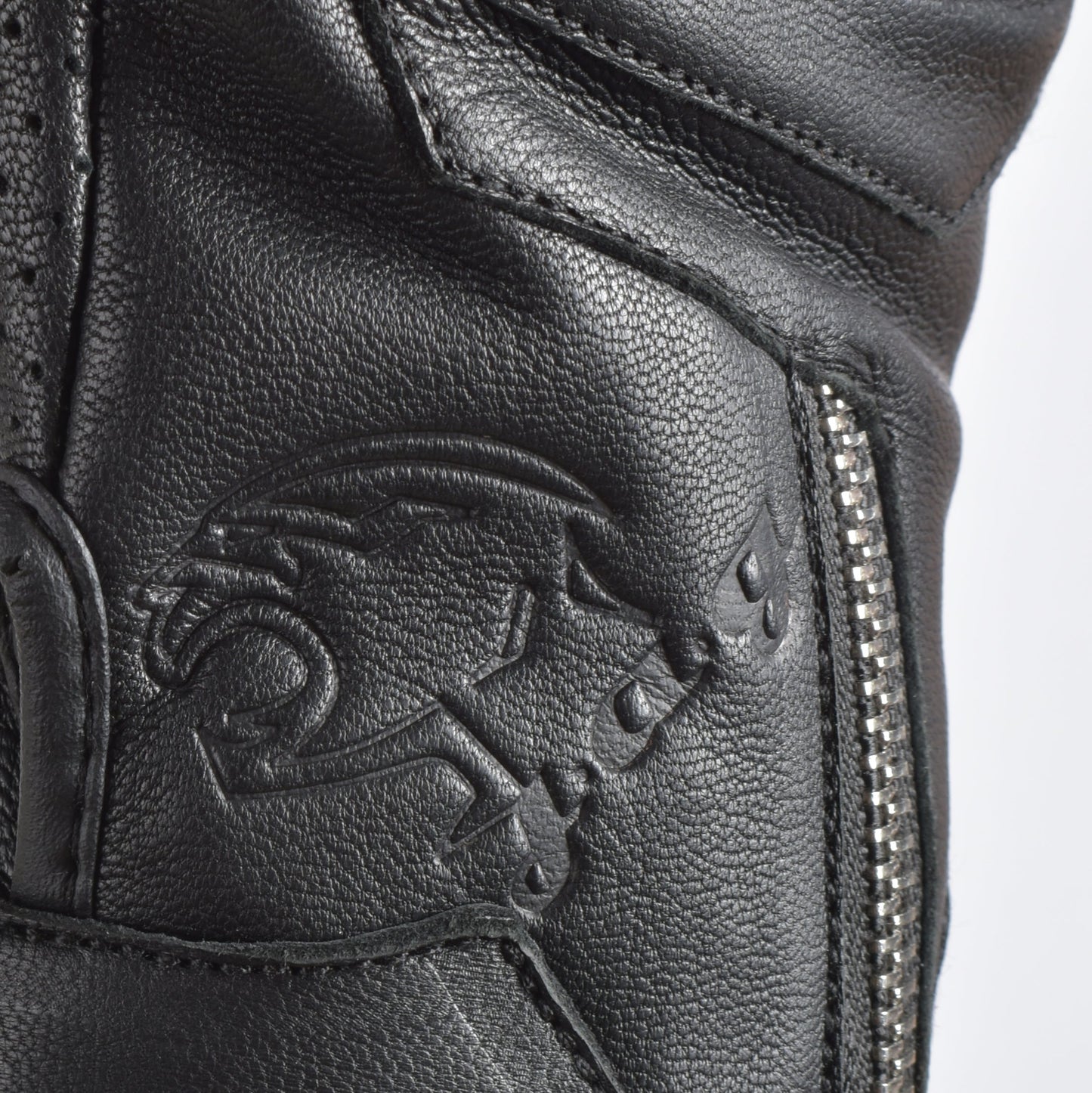 Olympus Knuckle-Protected Leather Motorcycle Gloves with Zipper Closure