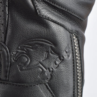 Olympus Knuckle-Protected Leather Motorcycle Gloves with Zipper Closure