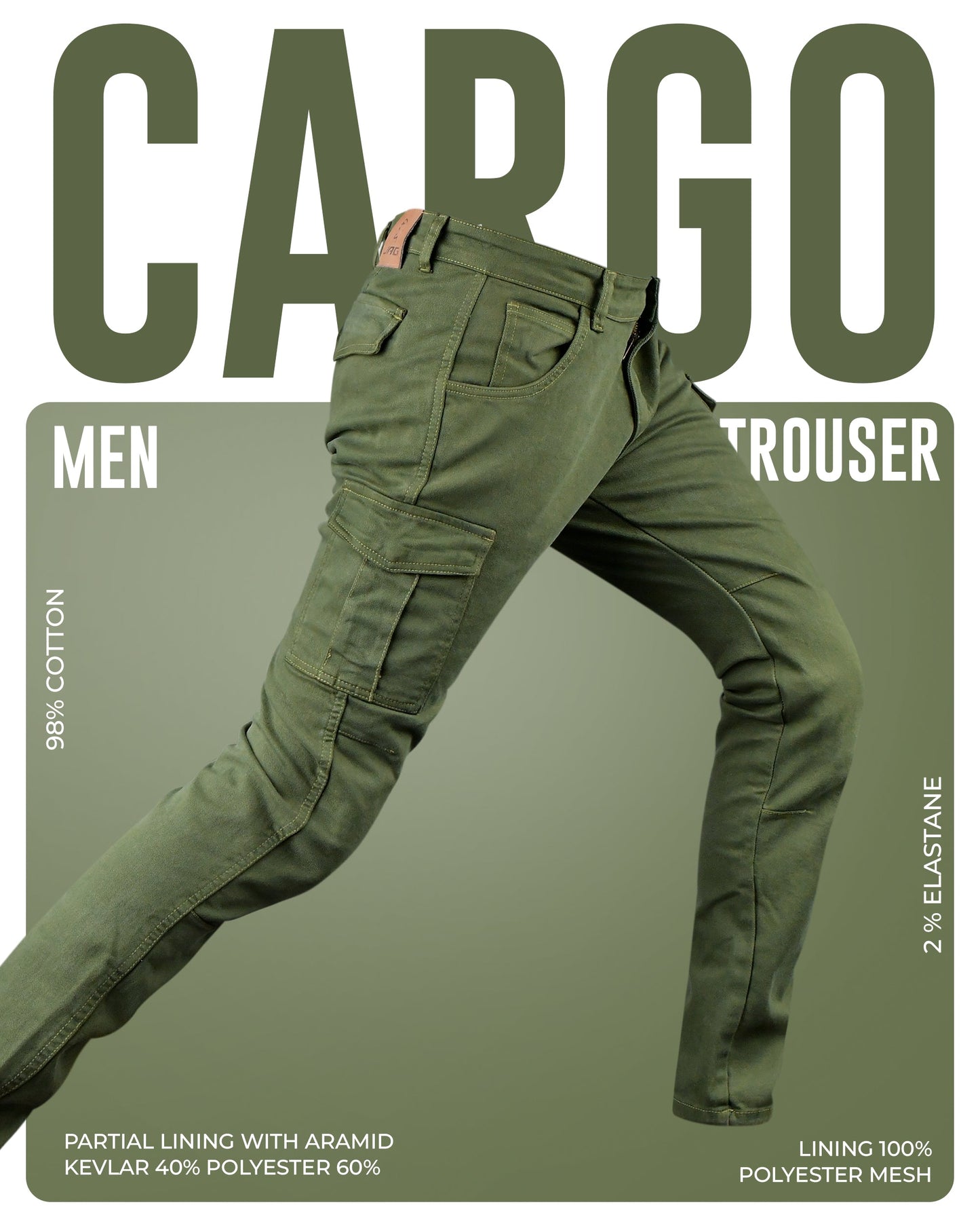 JAG Motorcycle Cargo Pants – Slim Fit Armored Cargo Jeans with CE Approved Armors