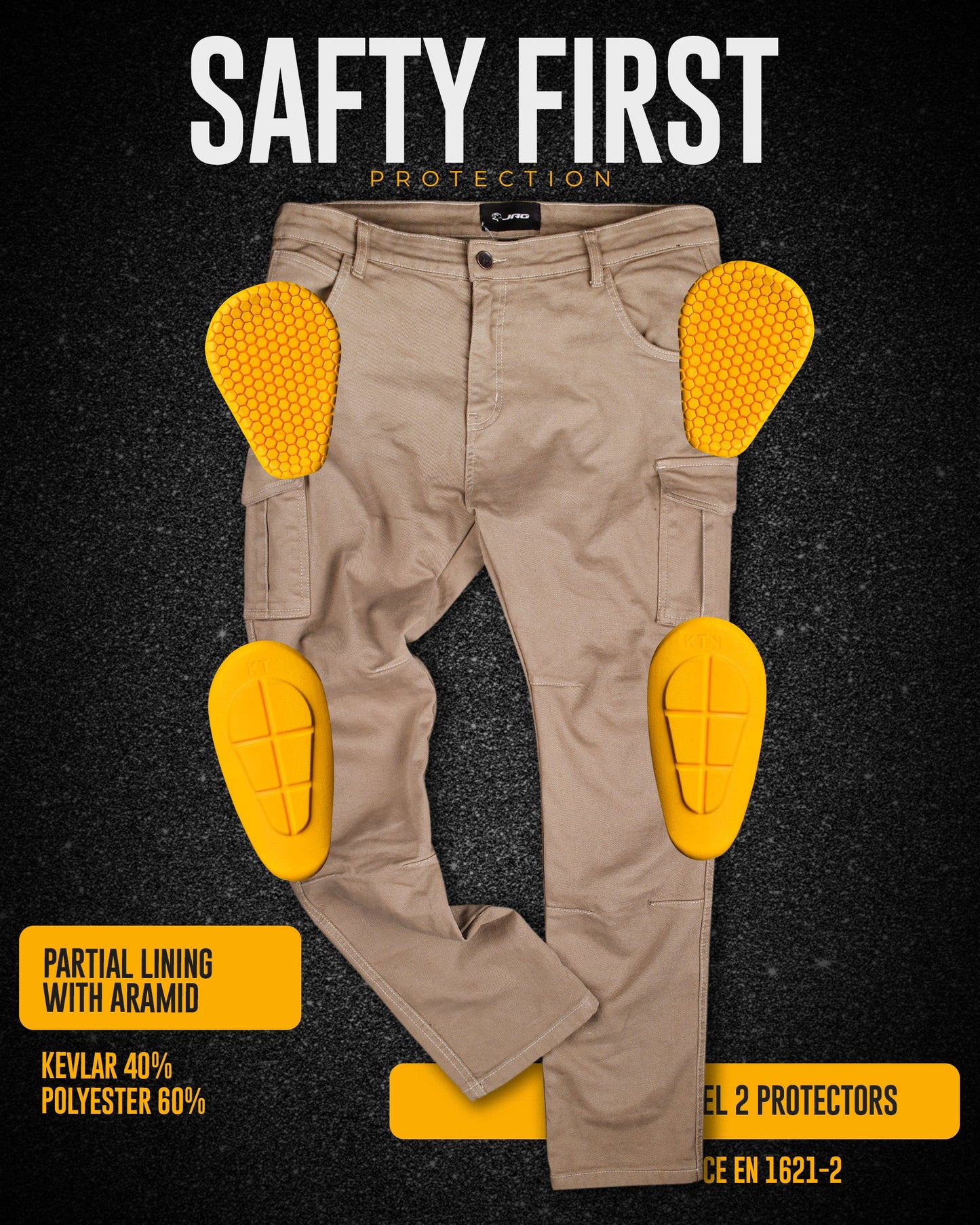 JAG Motorcycle Cargo Pants – Slim Fit Armored Cargo Jeans with CE Approved Armors