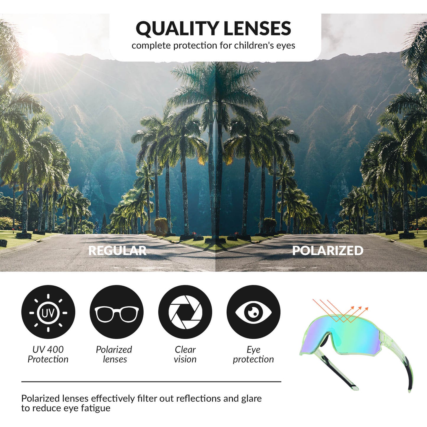 ROCKBROS Kids Polarized Cycling Sunglasses UV400 Bike Glasses