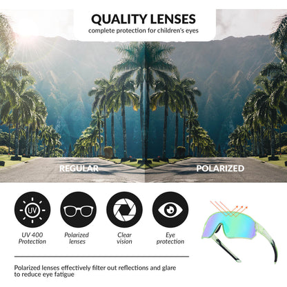 ROCKBROS Kids Polarized Cycling Sunglasses UV400 Bike Glasses