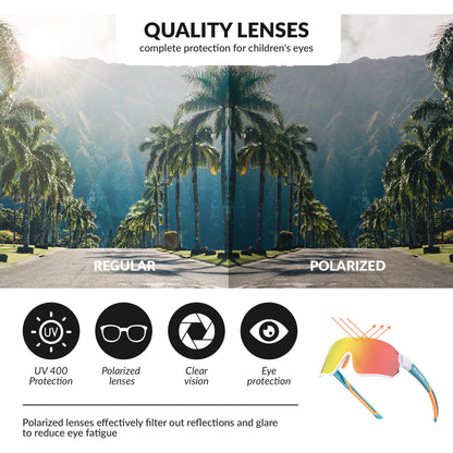 ROCKBROS Kids Polarized Cycling Sunglasses UV400 Bike Glasses