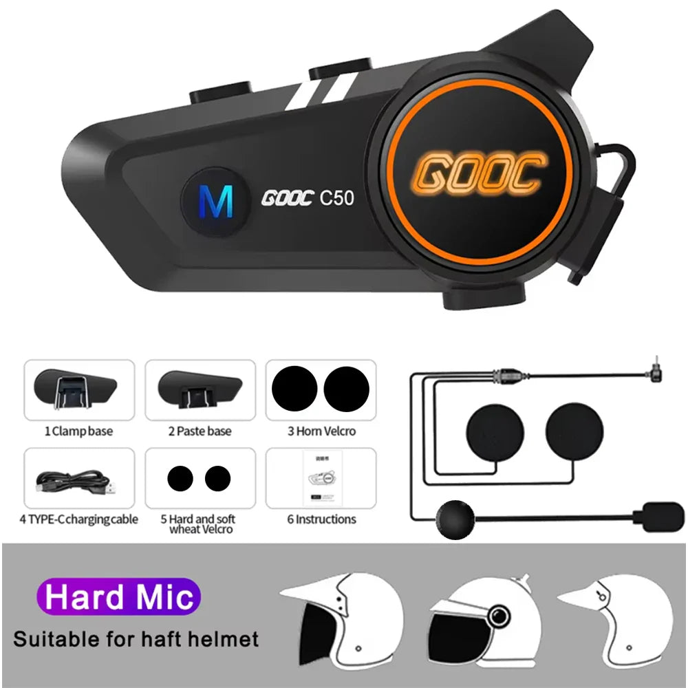 Bluetooth 5.3 Helmet Headset Wireless Hands-free Call Phone Kit Motorcycle Waterproof Earphone MP3 Music Player Speaker for Moto