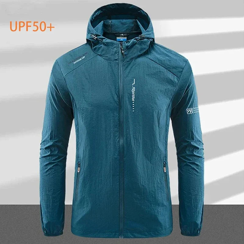 Men's UPF 50+ Sun Jacket: Quick-Dry Thin Hooded Windbreaker