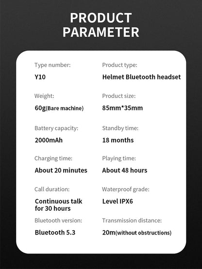 Bluetooth 5.3 Helmet Headset Wireless Hands-free Call Phone Kit Motorcycle Waterproof Earphone MP3 Music Player Speaker for Moto