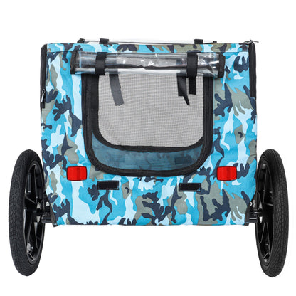 Outdoor Heavy Duty Collapsible Pet Bike Trailer with 16-Inch All-Terrain Wheels & Universal Hitch – Foldable Dog/Cargo Carrier Cart for Bicycles, blue+black