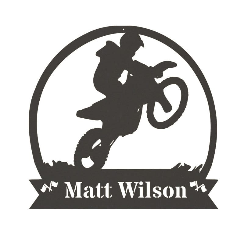 Dirt Bike Motorcycle Monogram Metal Sign