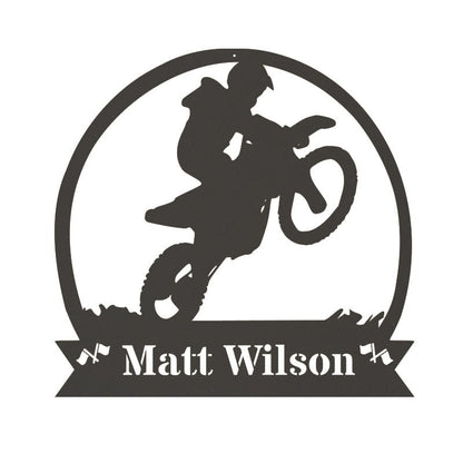 Dirt Bike Motorcycle Monogram Metal Sign