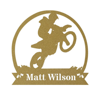 Dirt Bike Motorcycle Monogram Metal Sign