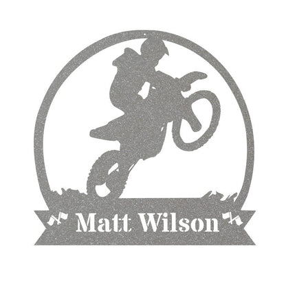 Dirt Bike Motorcycle Monogram Metal Sign