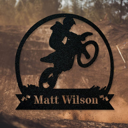 Dirt Bike Motorcycle Monogram Metal Sign