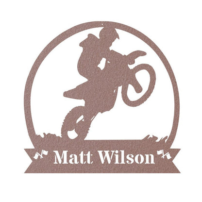 Dirt Bike Motorcycle Monogram Metal Sign