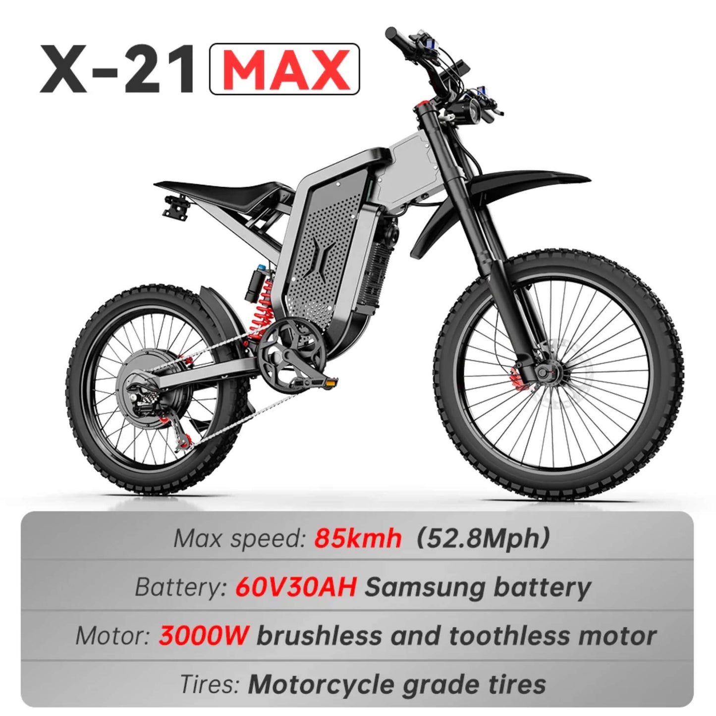 EKX X21 MAX 3000W 60V/30AH Electric Mountain Off-Road Dirt Bike (SAK48016)