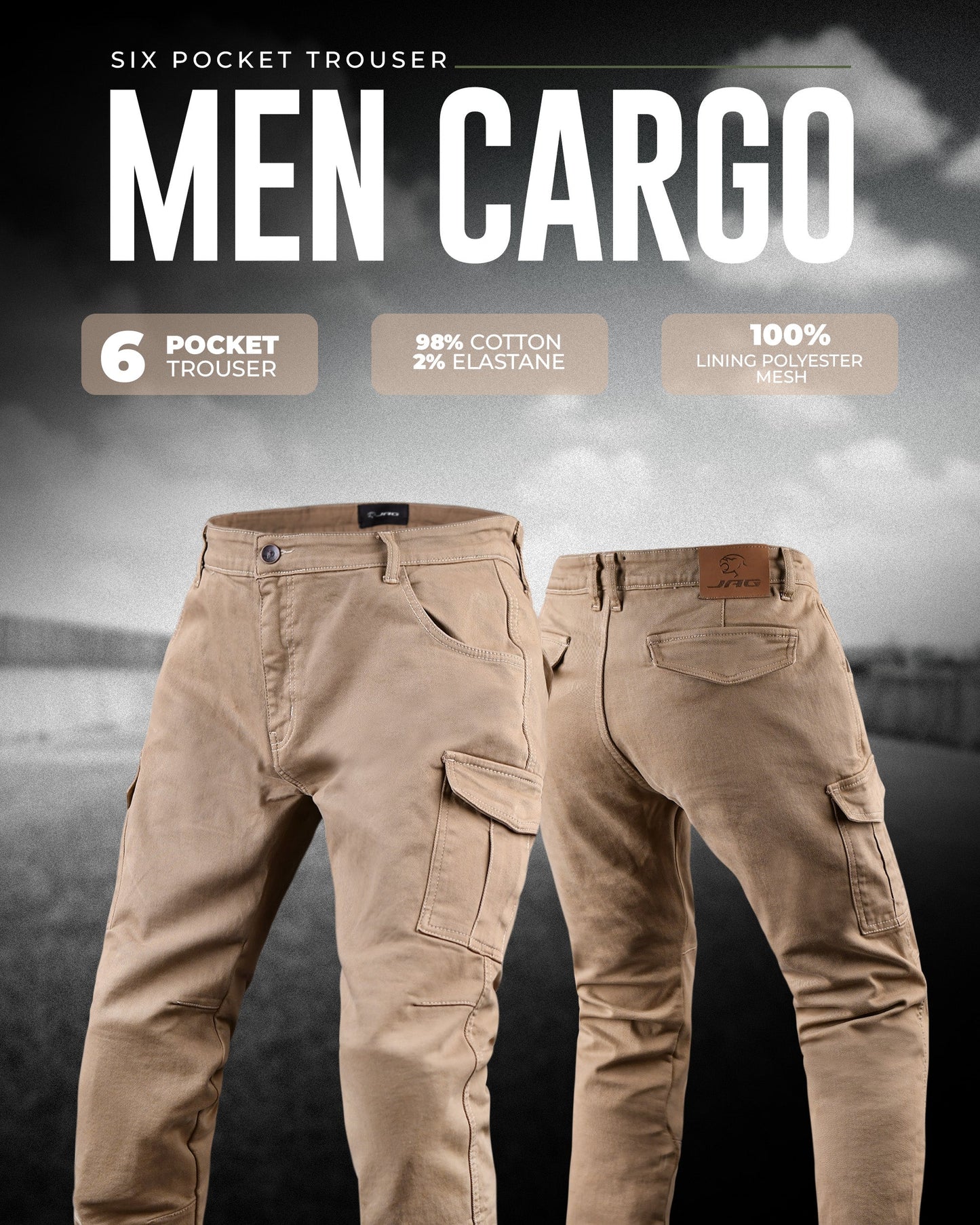 JAG Motorcycle Cargo Pants – Slim Fit Armored Cargo Jeans with CE Approved Armors