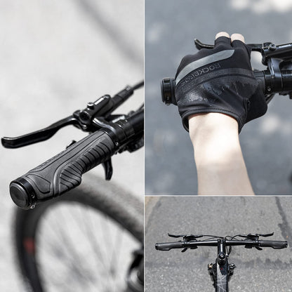 Bike Handle Grips with Double Lock-On Clamps – Aluminum Ends for MTB & BMX