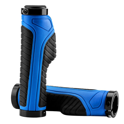 Bike Handle Grips with Double Lock-On Clamps – Aluminum Ends for MTB & BMX